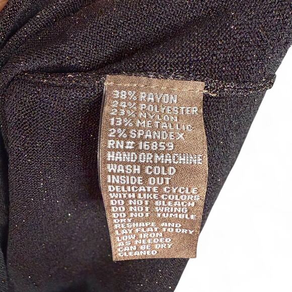 J. McLaughlin Black Metallic Knit Midi Dress Size Small Shimmer Minimalist Party - Picture 7 of 10